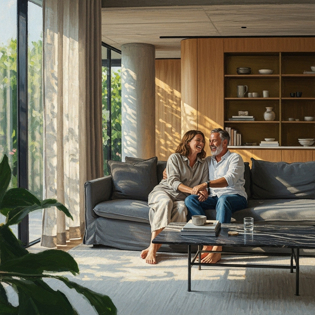 Casal em ambiente sofisticado