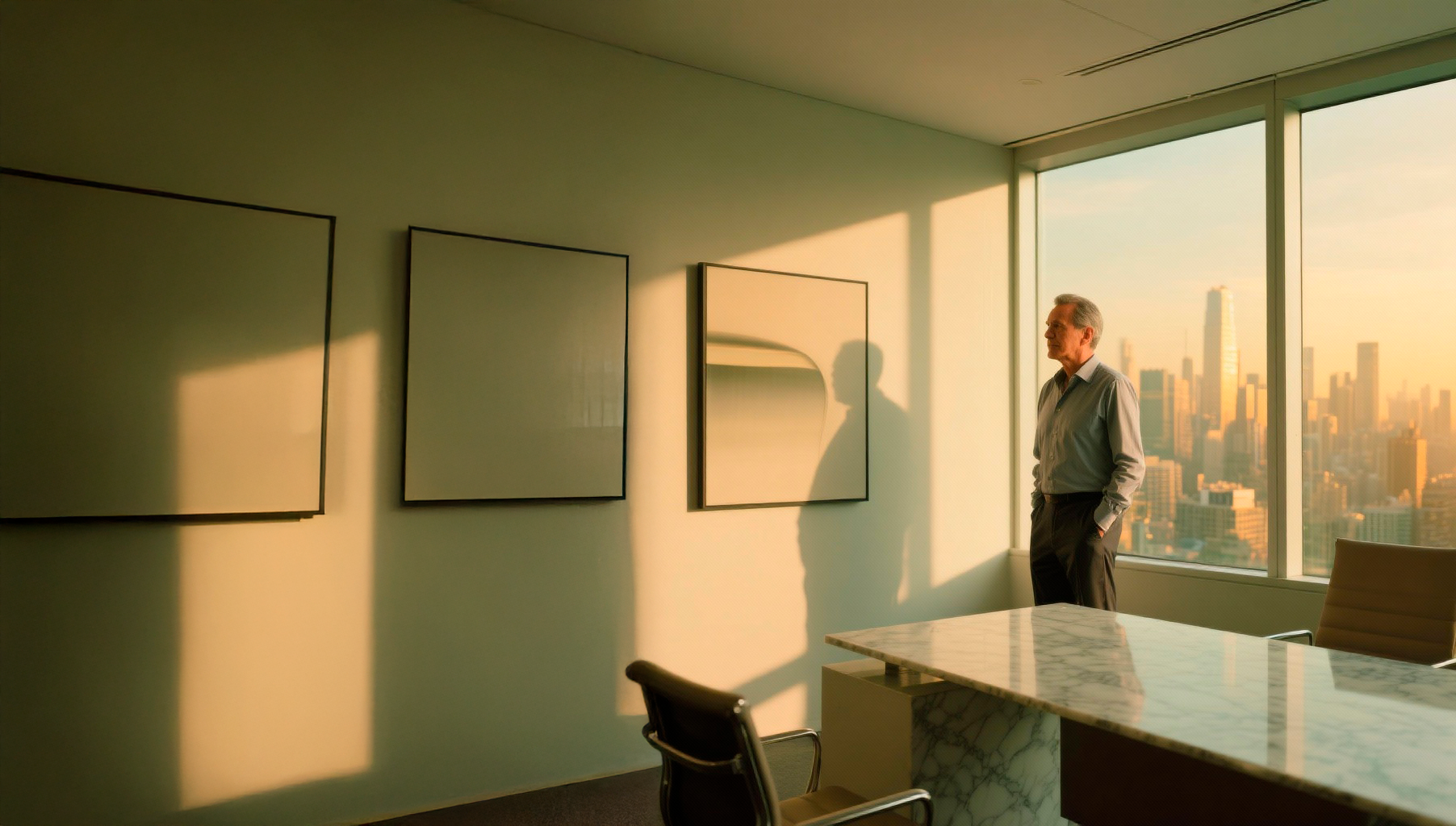 Executivo contemplando decisões patrimoniais